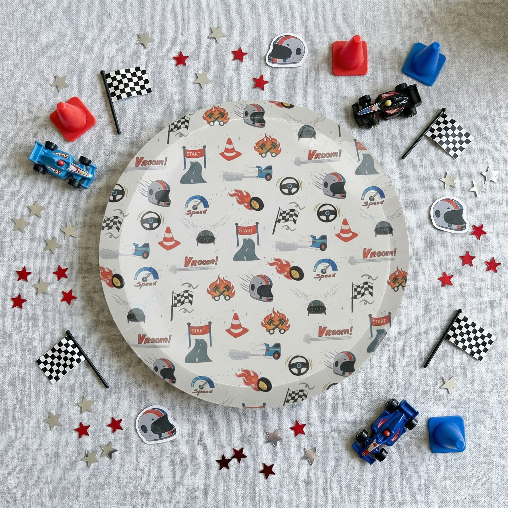 Racing Large Paper Plates, Set of 8