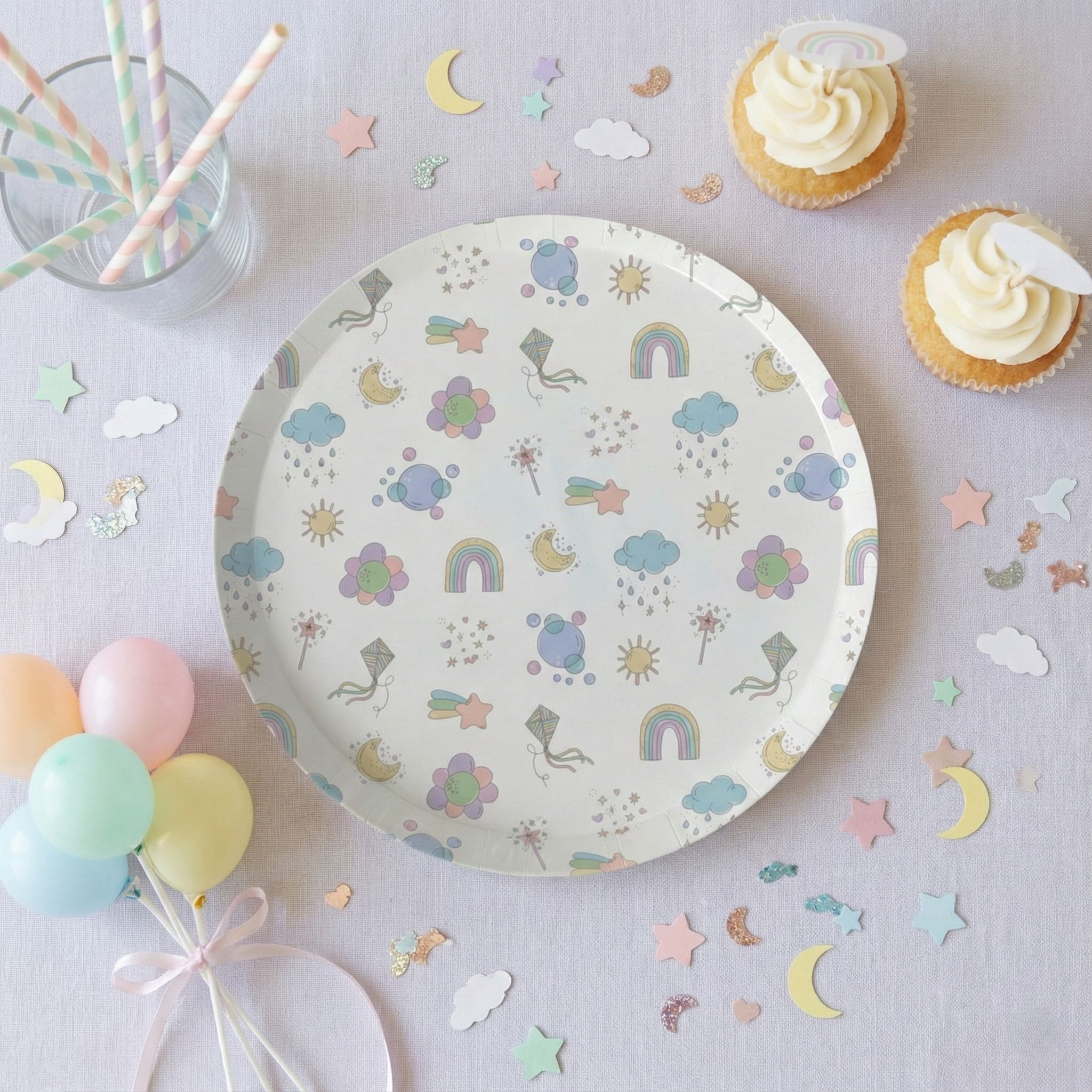 Rainbow Large Paper Plates, Set of 8