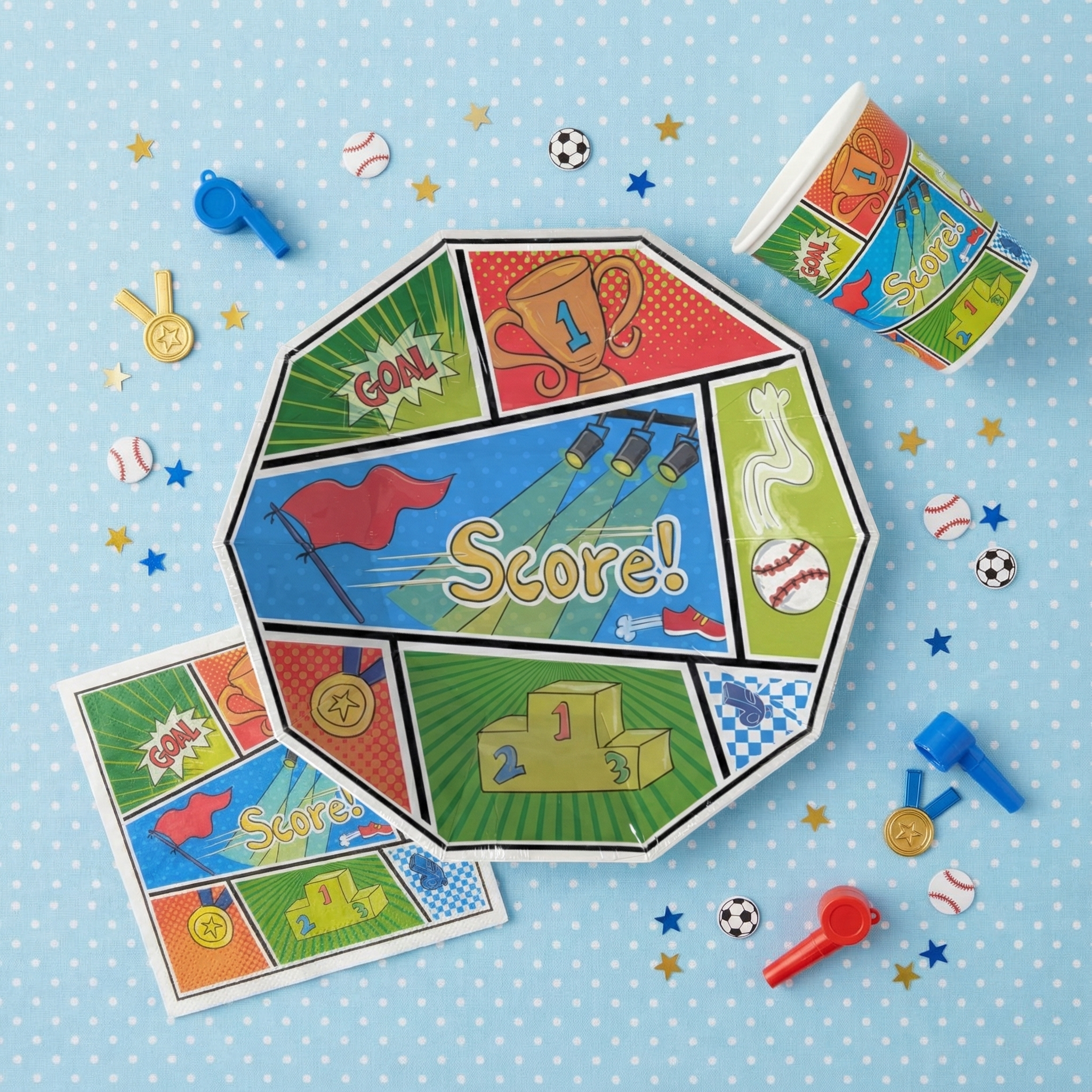 Sports Large Paper Plates, Set of 8