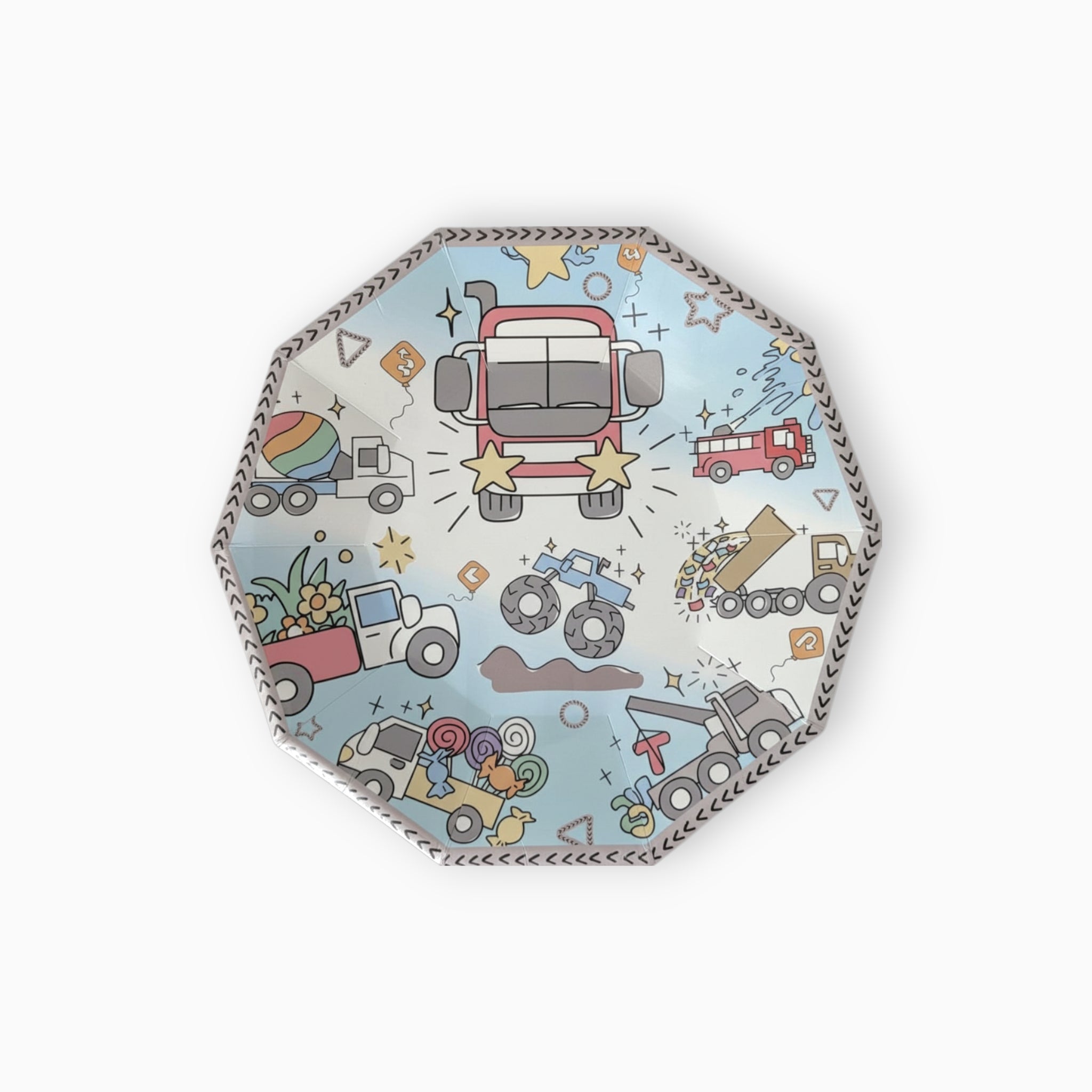 Trucks Large Paper Plates, Set of 8