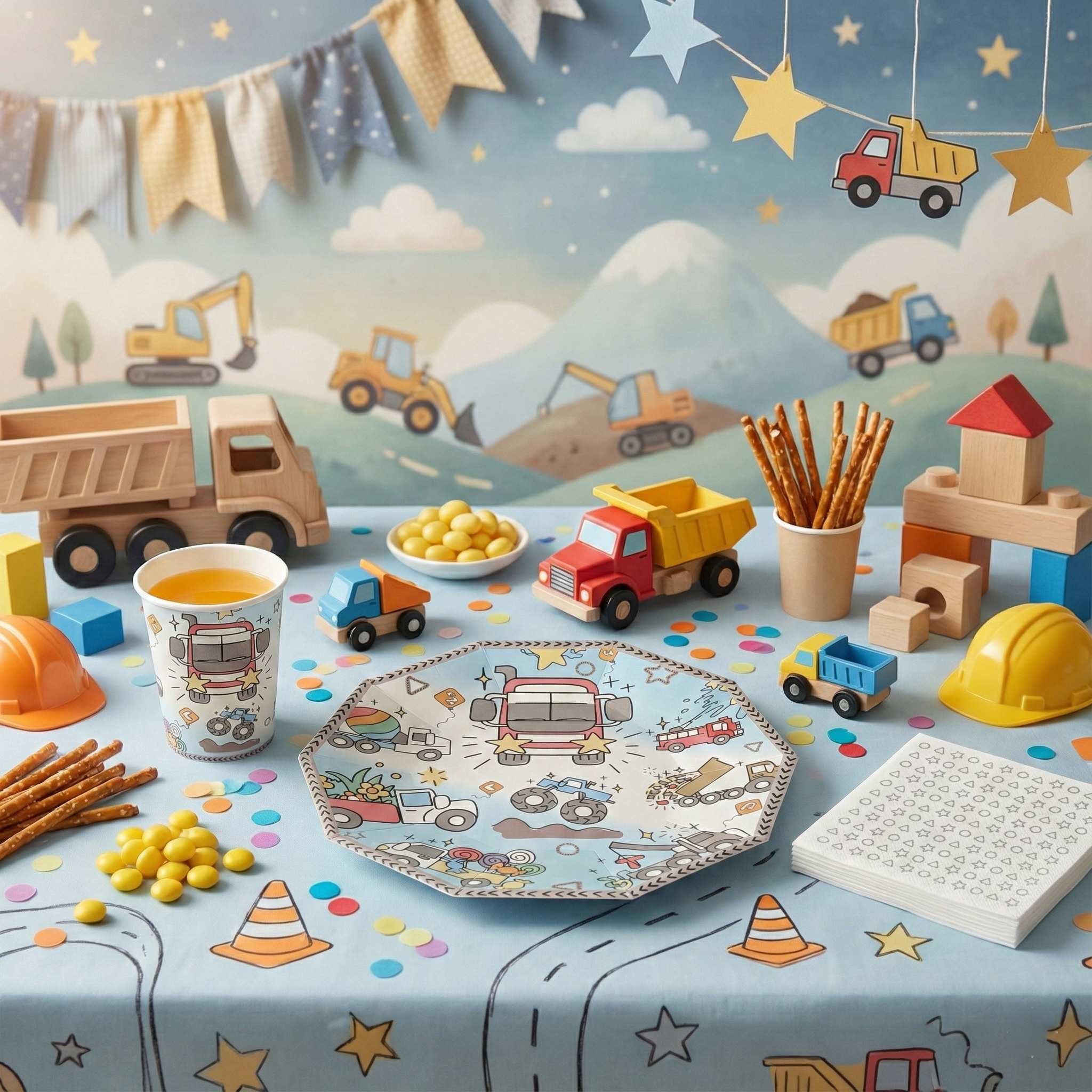 Trucks Large Paper Plates, Set of 8