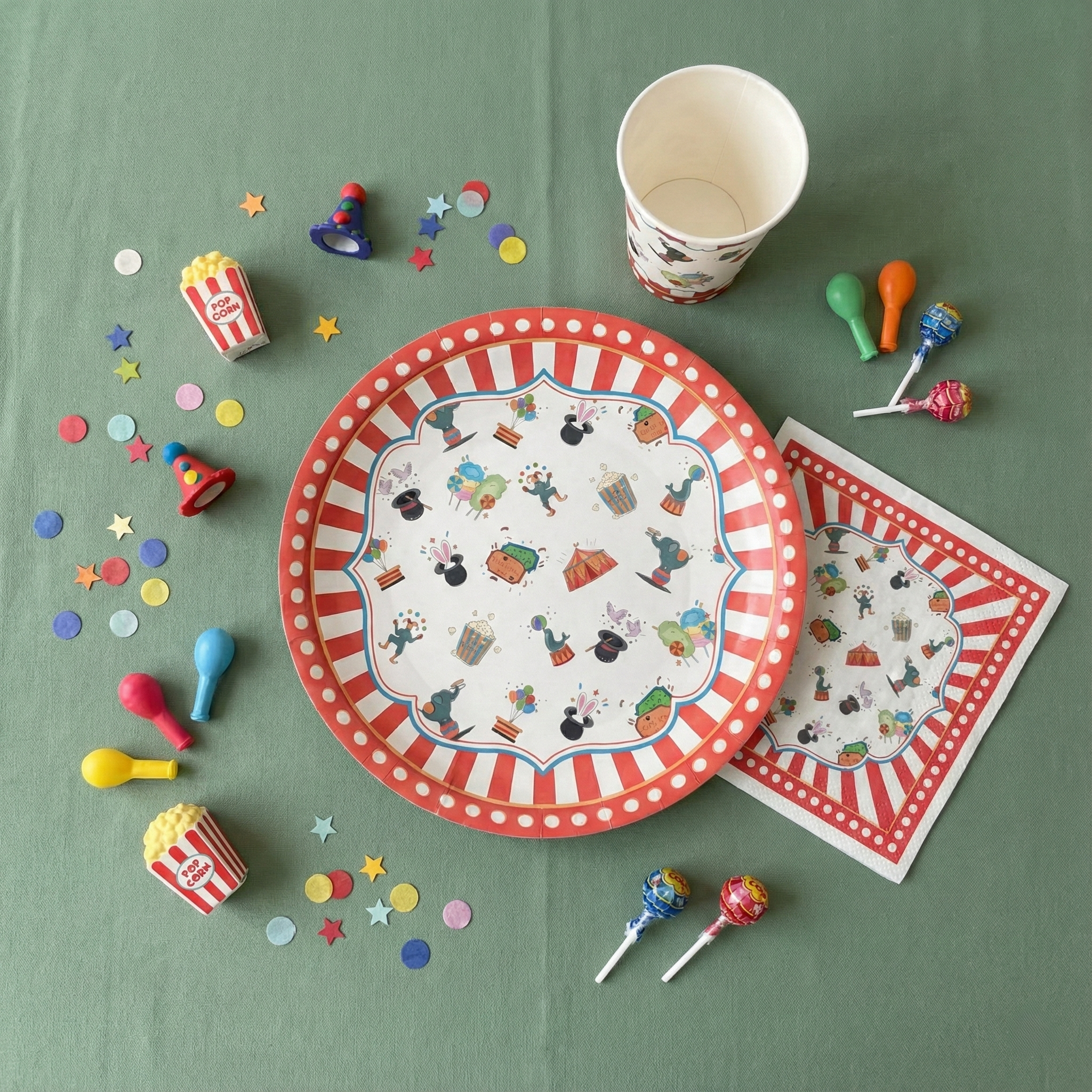 Circus Paper Cups, Set of 8