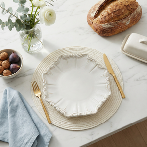 Ivory Ruffle Dinner Plates, Set of 2