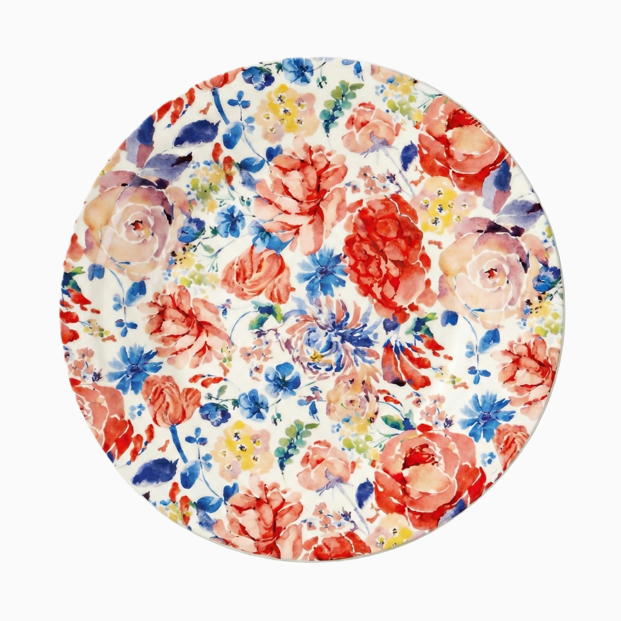 Colorful Allover Floral Dinner Plates, Set of 2