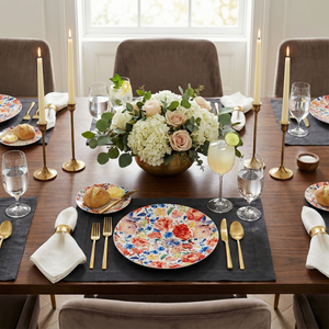 Colorful Allover Floral Dinner Plates, Set of 2