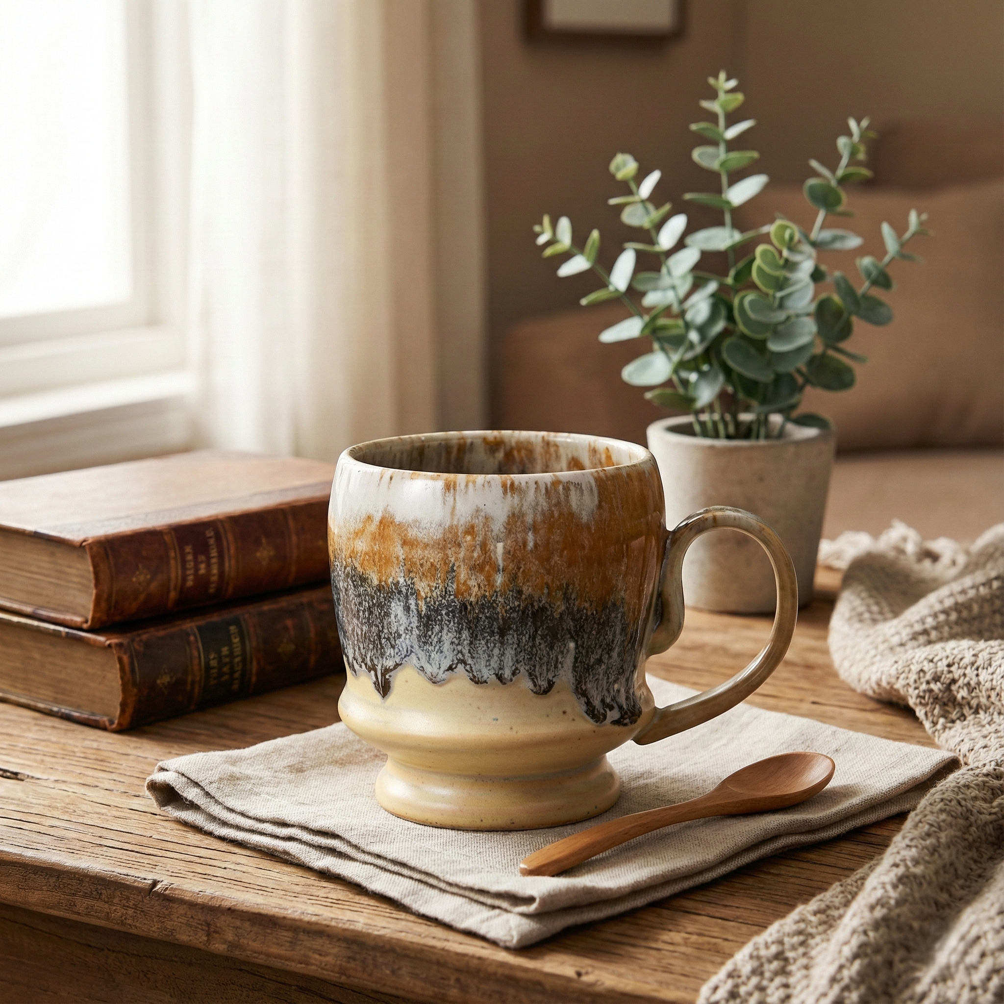 Caramel Smoke Pedestal Ceramic Mug