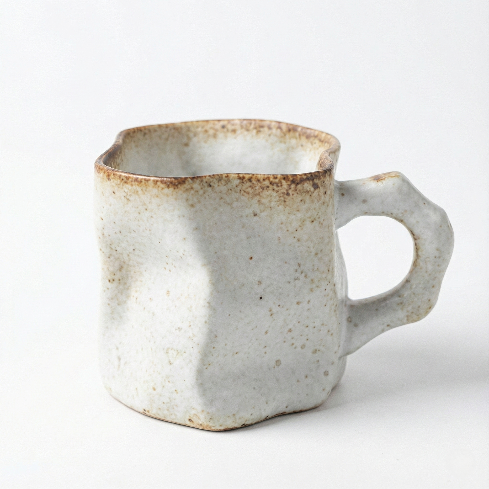 White Stone Organic Handle Ceramic Mug