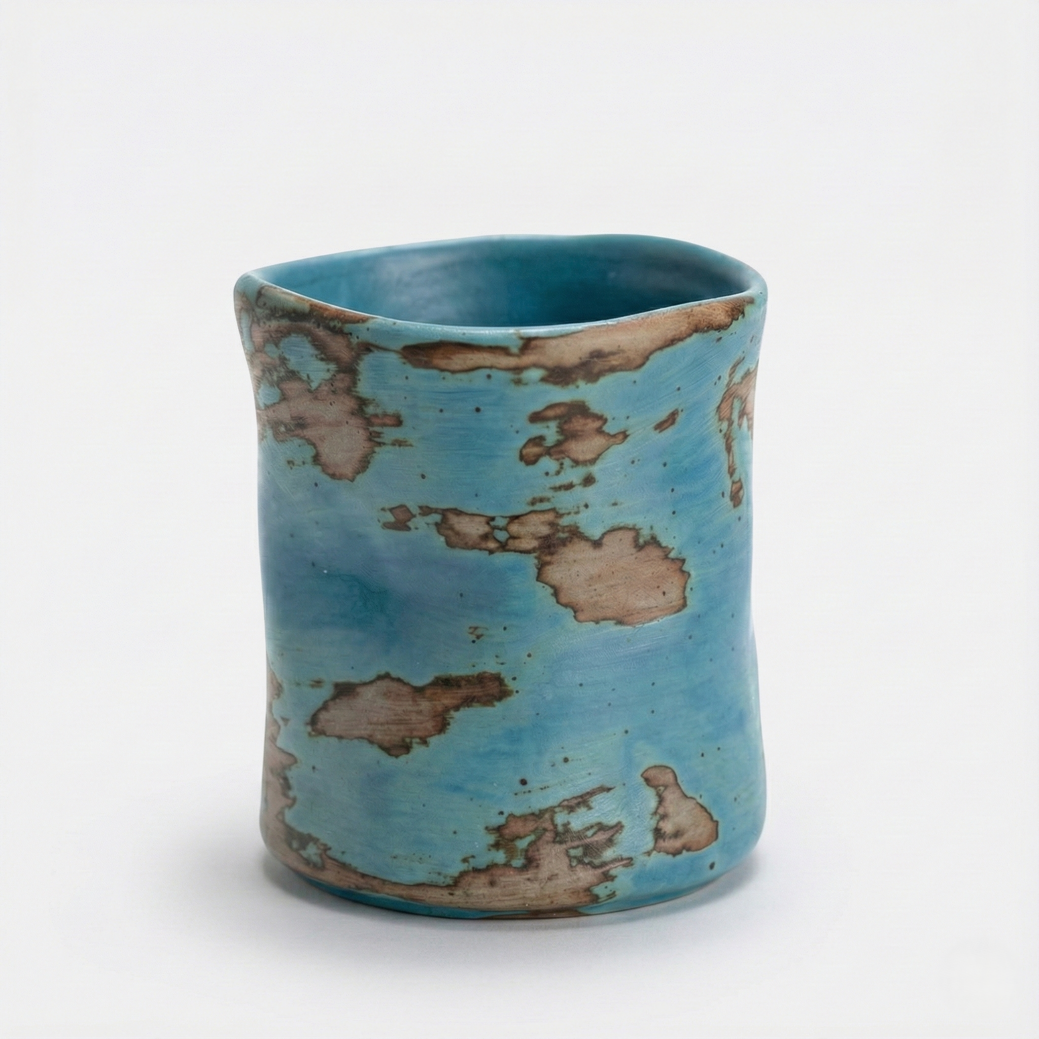 Turquoise Patina Handleless Ceramic Cup