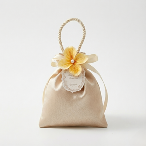 Ivory Floral Handle Bags, Set of 10