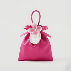 Pink Floral Handle Bags, Set of 10