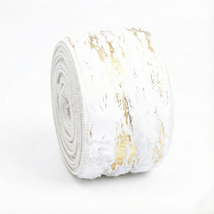White & Gold Plush Ribbon Roll