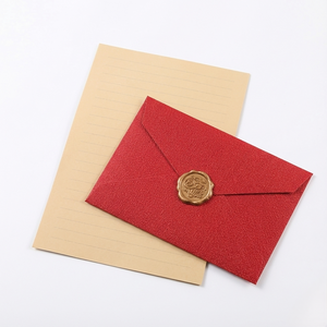 Red Linen Envelope Wax Seal Stationery Set