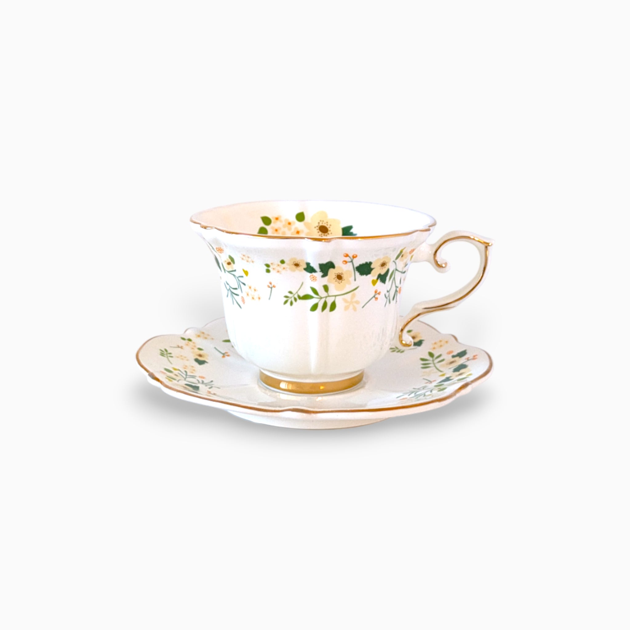 Garden Floral Cup & Saucer With Spoon