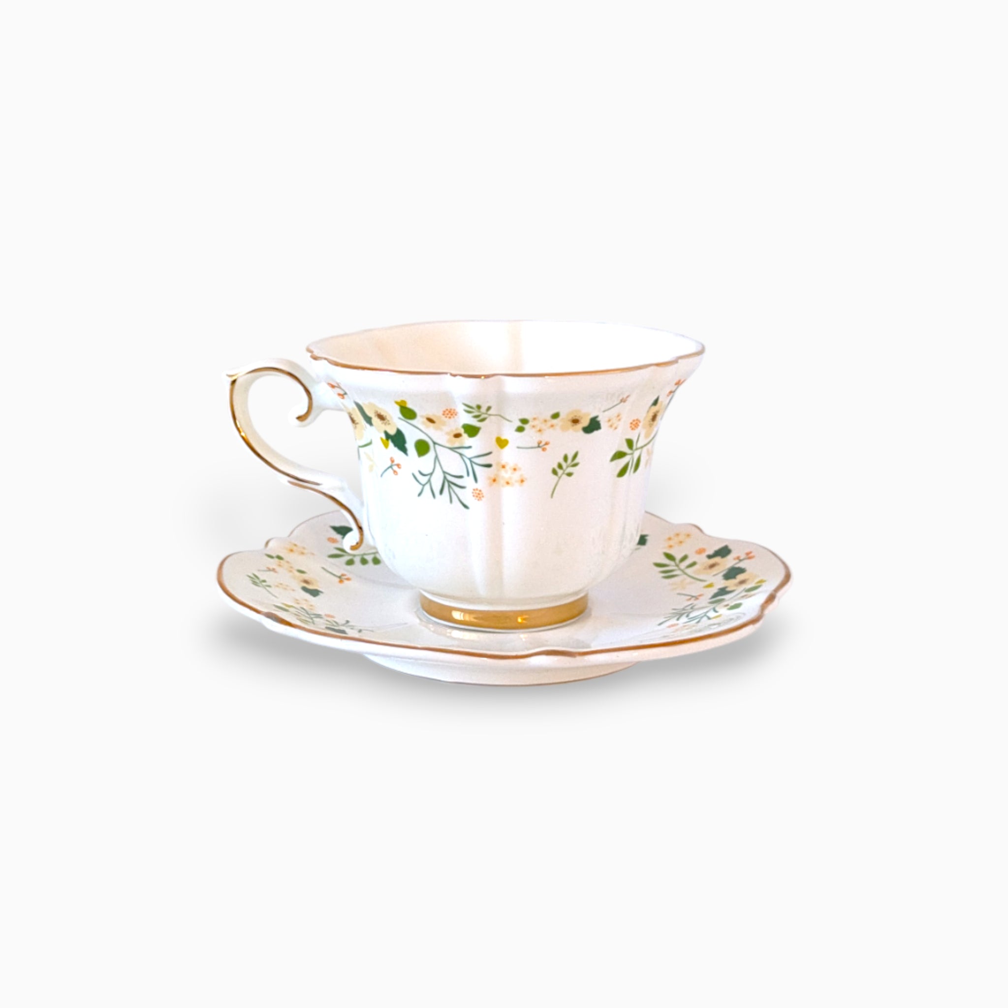Garden Floral Cup & Saucer With Spoon