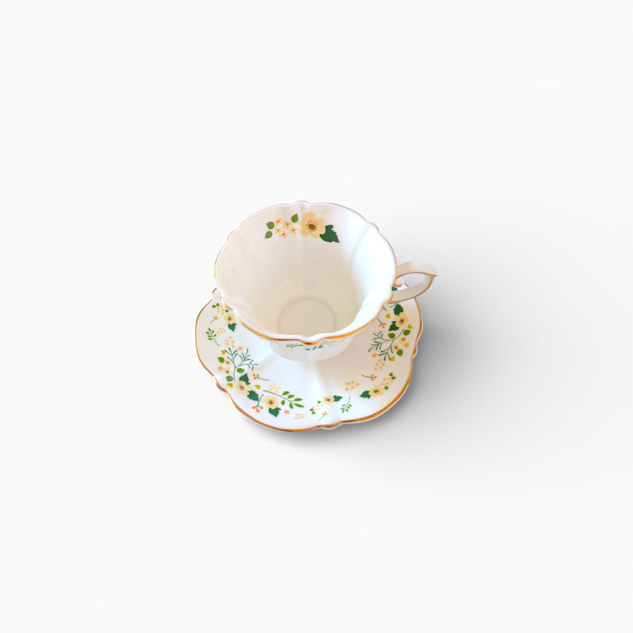 Garden Floral Cup & Saucer With Spoon