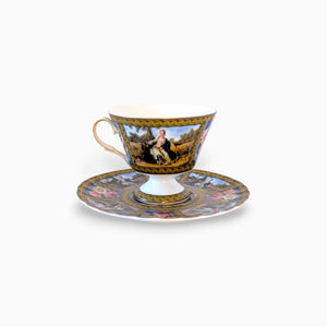 Black Medallion Cup & Saucer