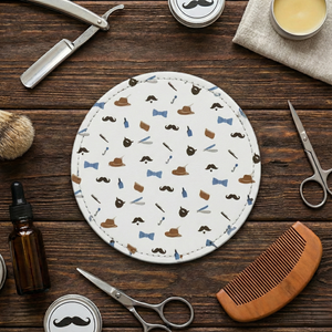 Beard Fabric And Faux Leather Coasters, Set of 2