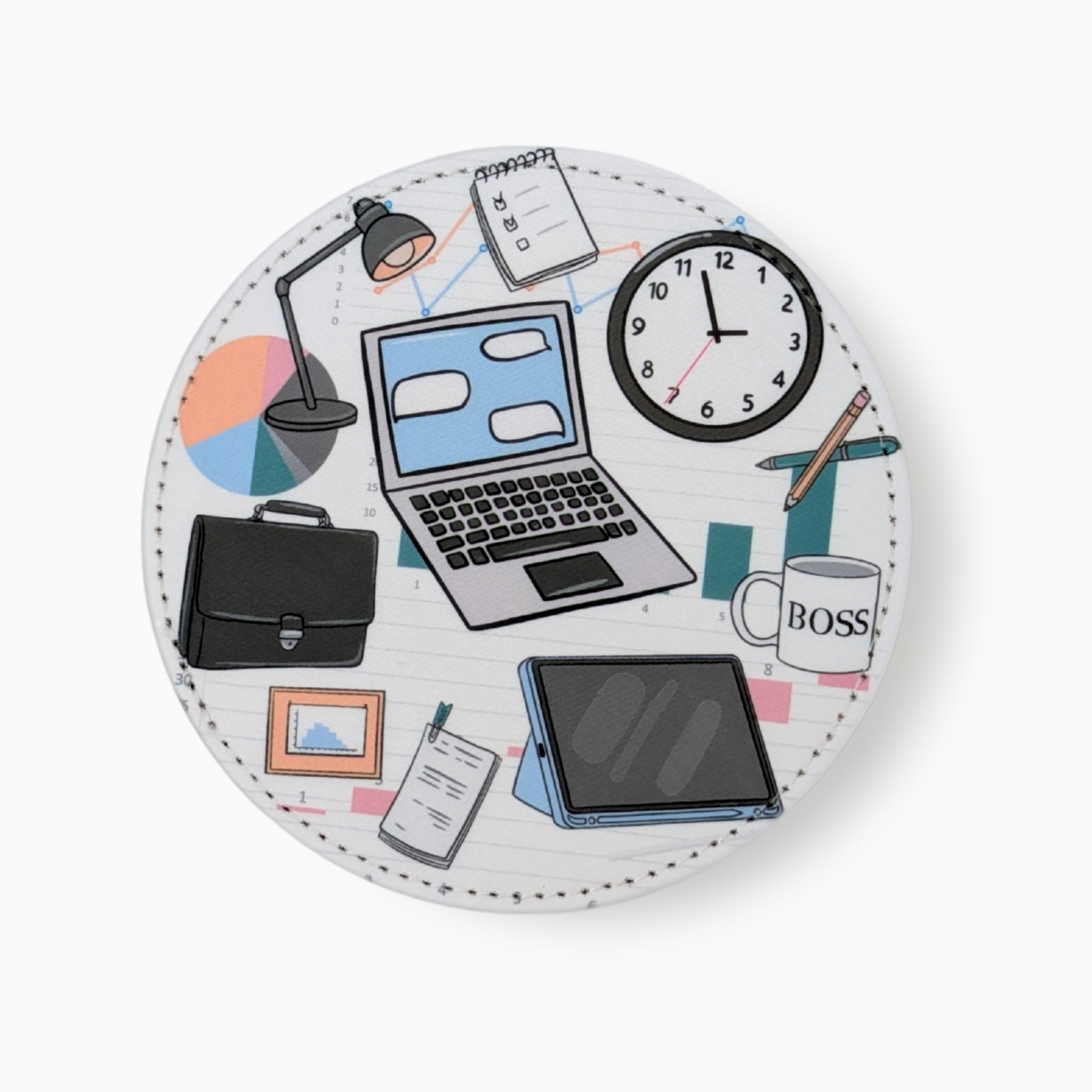 Business Fabric And Faux Leather Coasters, Set of 2