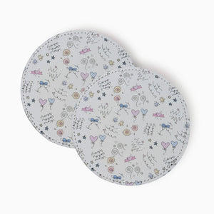 Doodle lines Fabric And Faux Leather Coasters, Set of 2