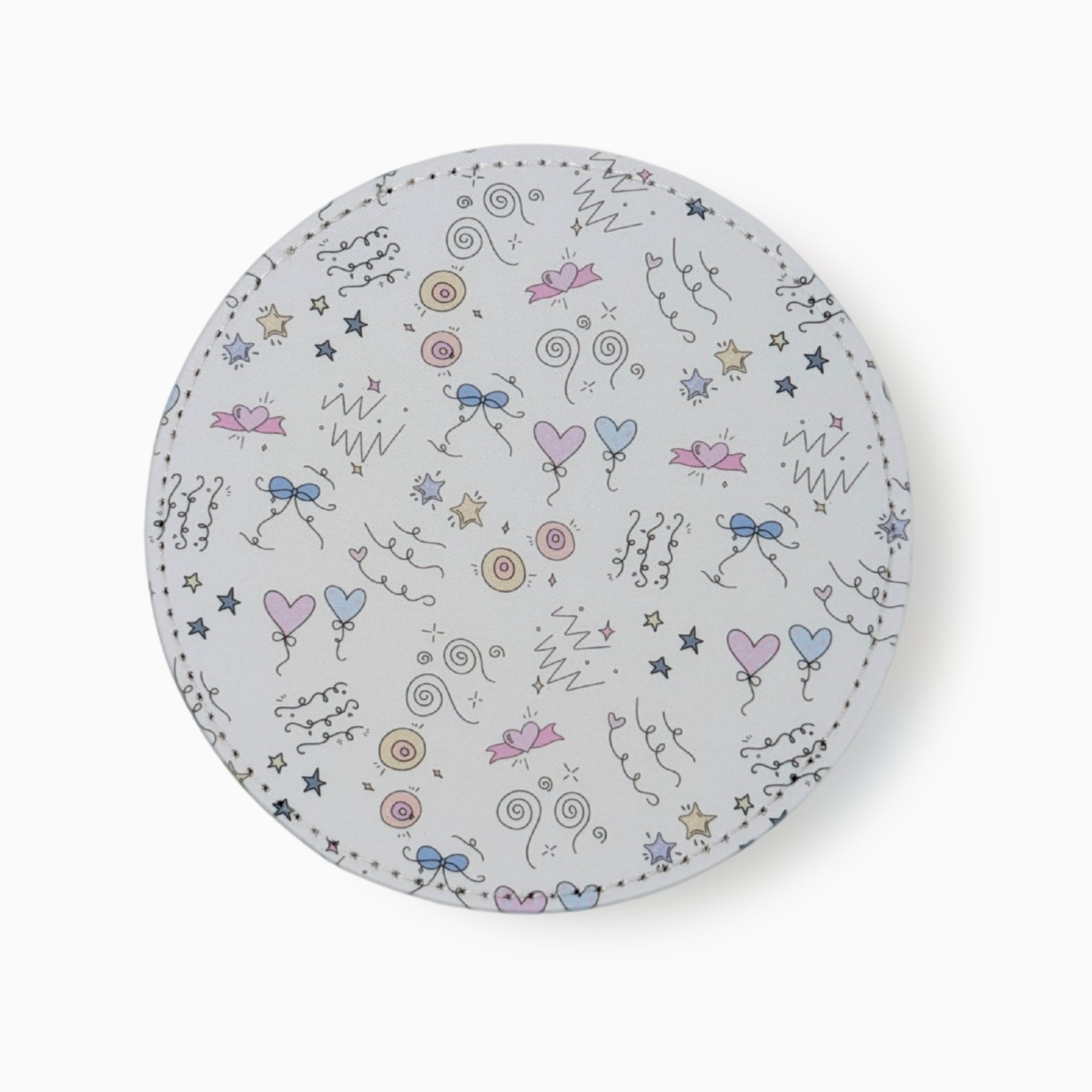 Doodle lines Fabric And Faux Leather Coasters, Set of 2