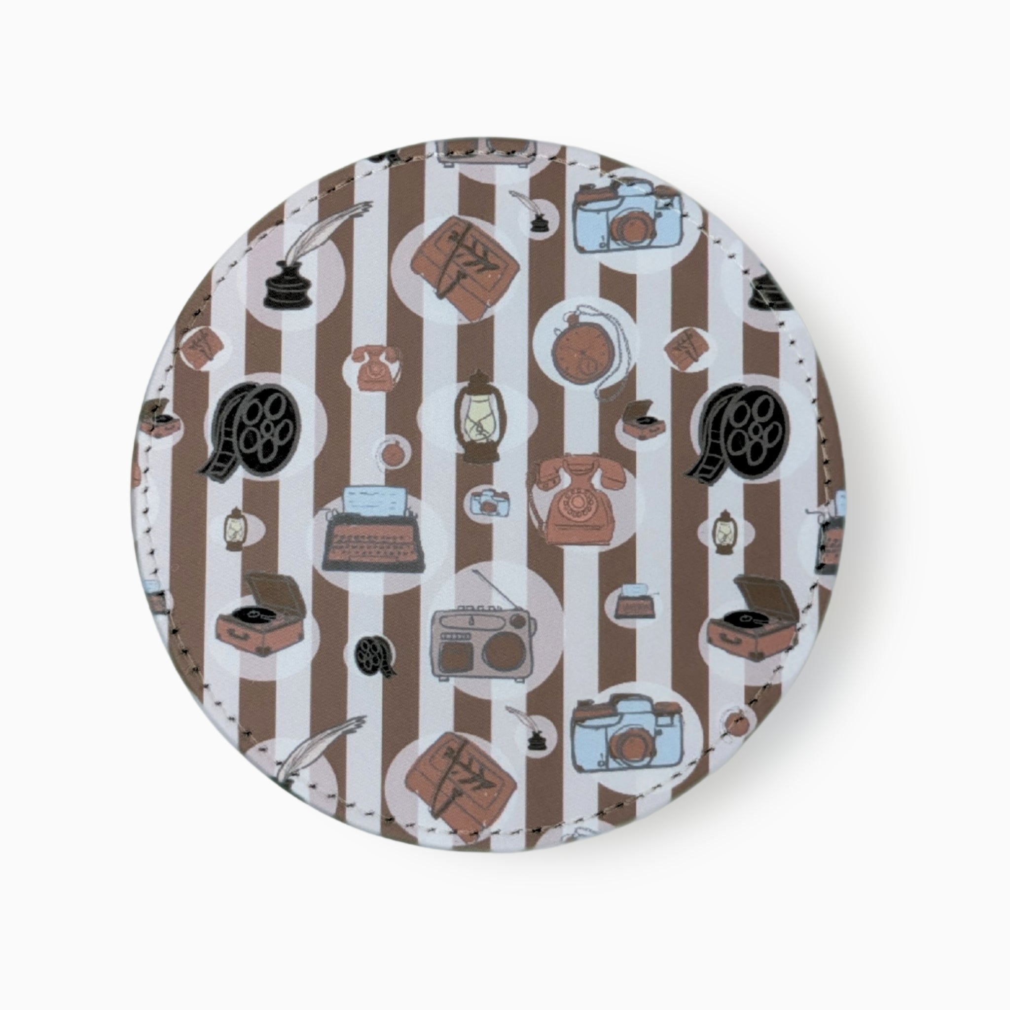 Vintage Fabric And Faux Leather Coasters, Set of 2