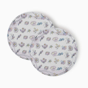 Abstract shapes Fabric And Faux Leather Coasters, Set of 2