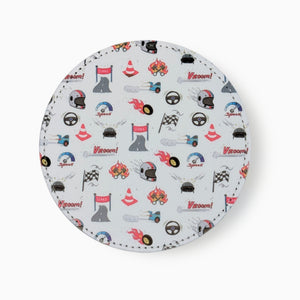 Racing Cars Fabric And Faux Leather Coasters, Set of 2
