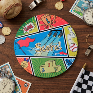 Sports Fabric And Faux Leather Coasters, Set of 2