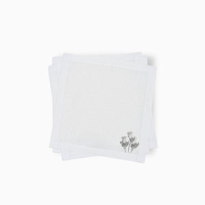 Cotton Cocktail Napkins, Silver Foil Balloons, Set of 10