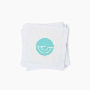 Cotton Cocktail Napkins, Teal Modern Round Icon, Set of 10
