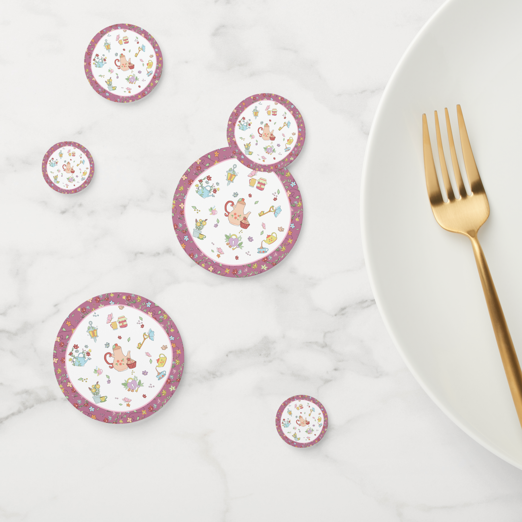 Garden Tea Cardstock Table Confetti 60 Piece Set