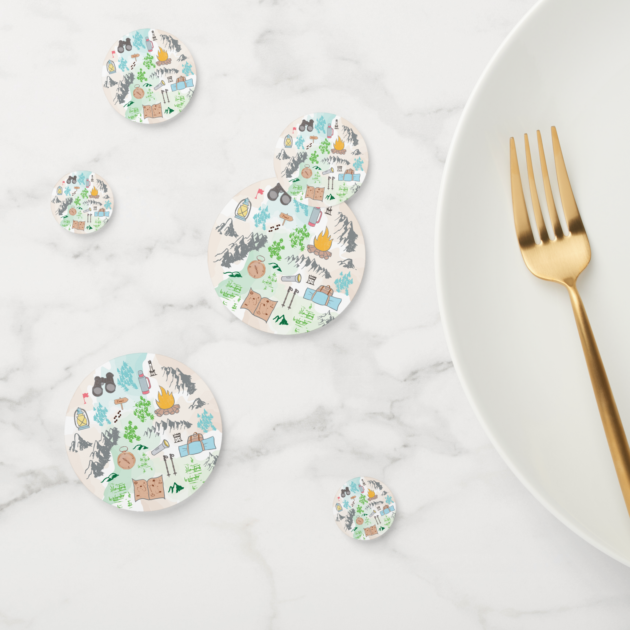 Hiking Cardstock Table Confetti 60 Piece Set