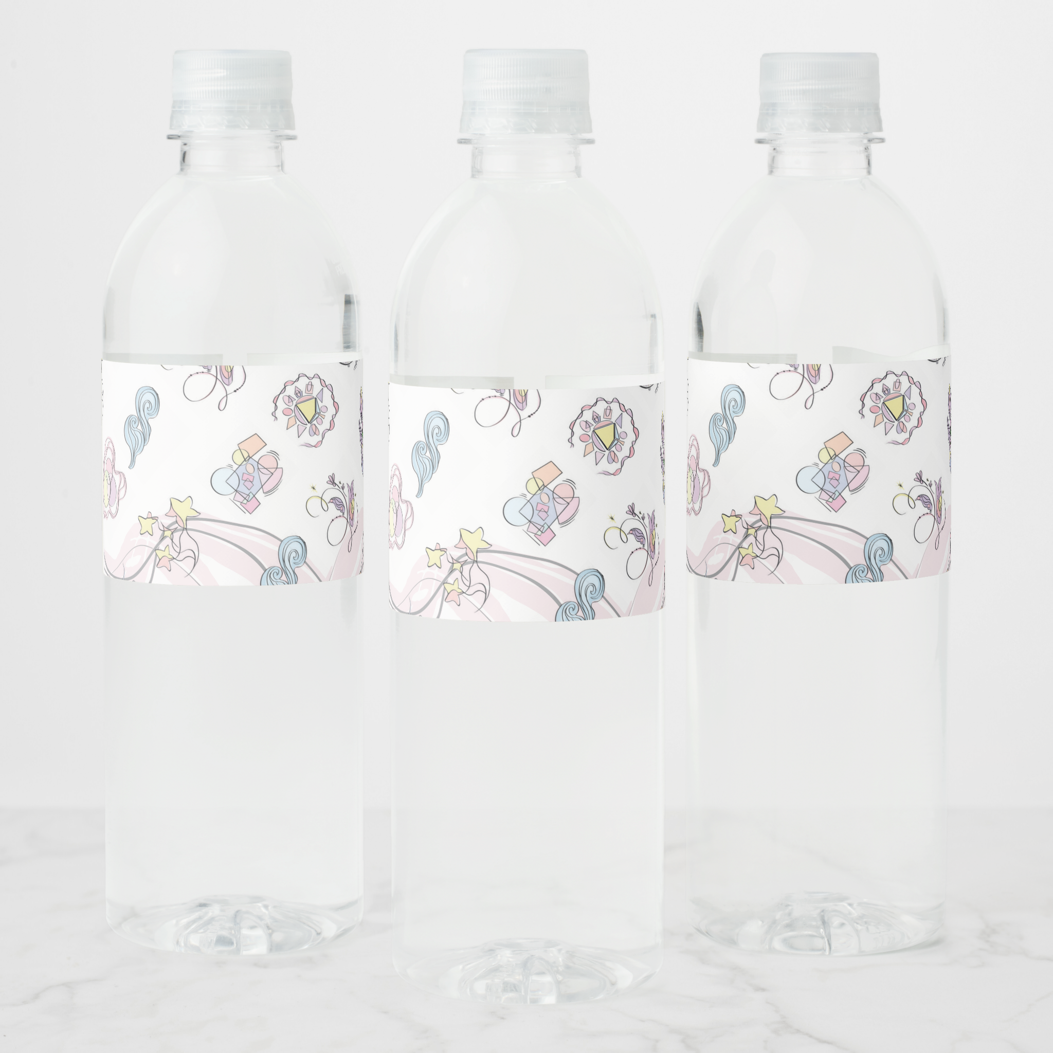 Abstract Shapes Water Bottle Labels, Set of 4