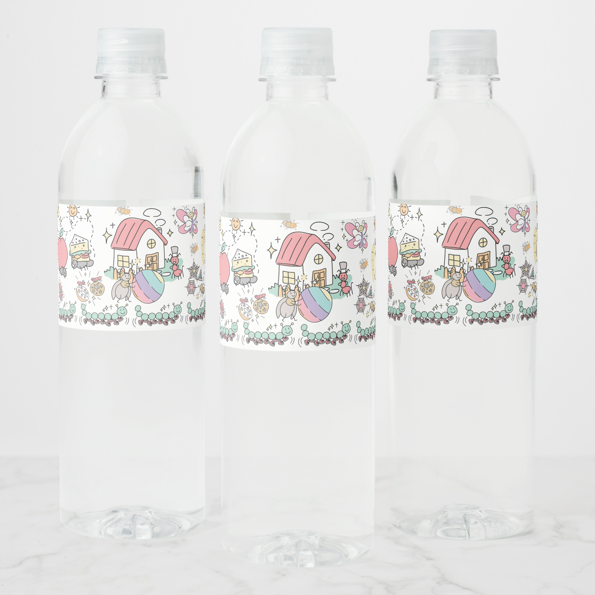 Bugs Water Bottle Labels, Set of 4