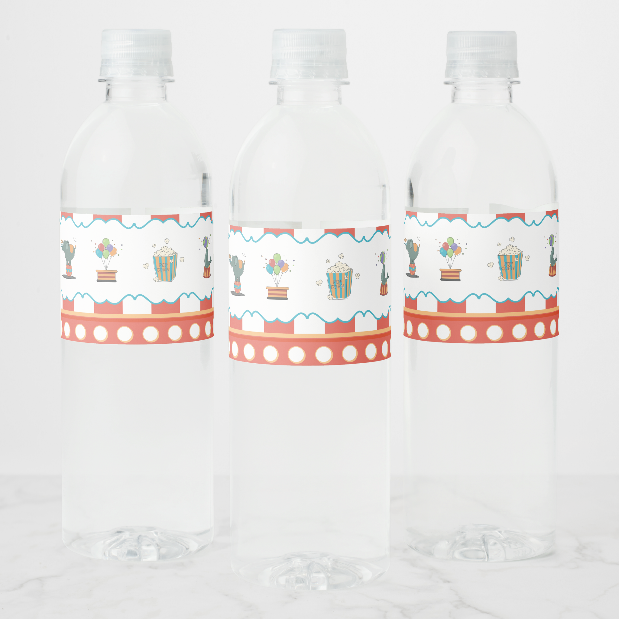 Circus Water Bottle Labels, Set of 4