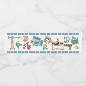 Construction Water Bottle Labels, Set of 4