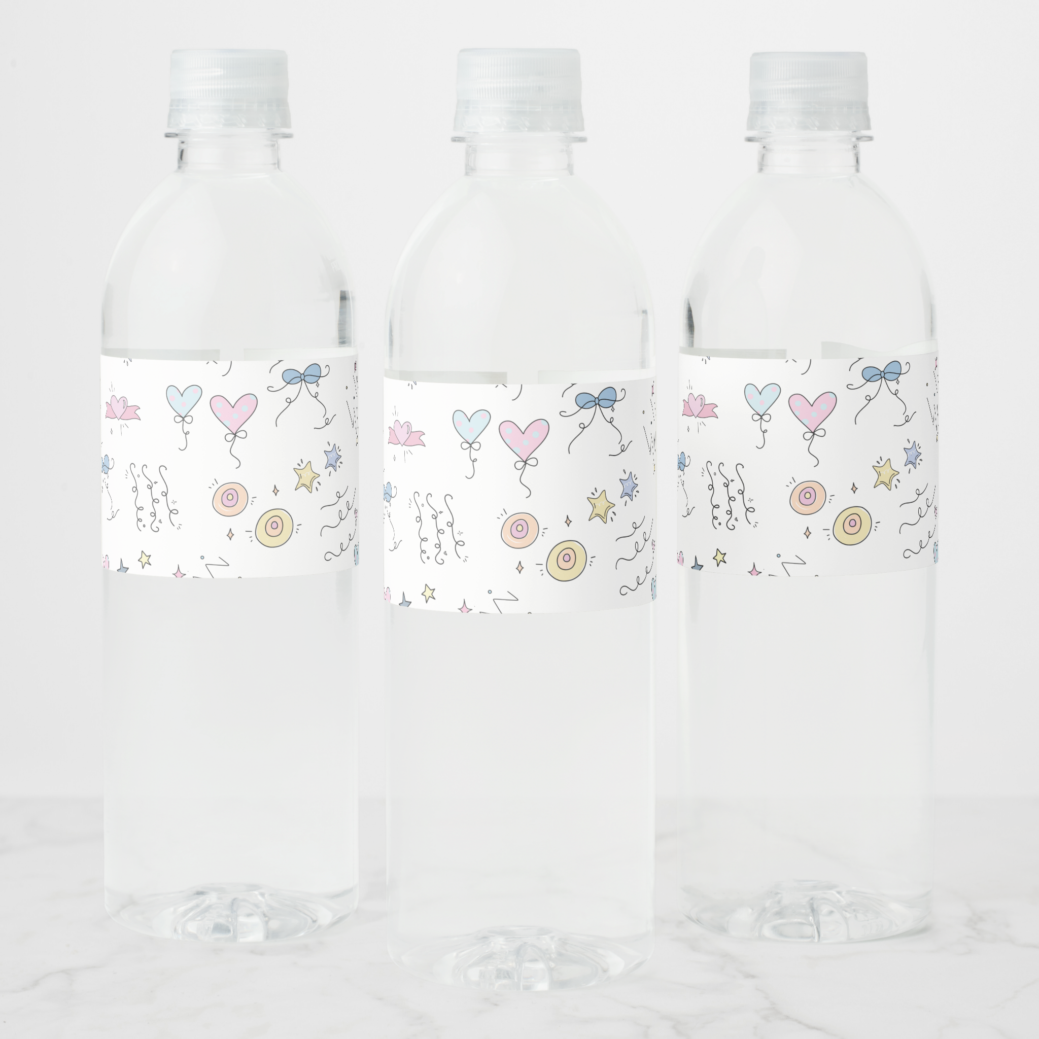 Doodle Lines Water Bottle Labels, Set of 4