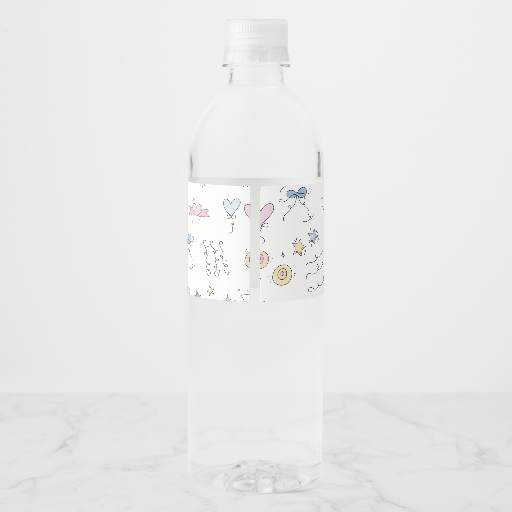Doodle Lines Water Bottle Labels, Set of 4