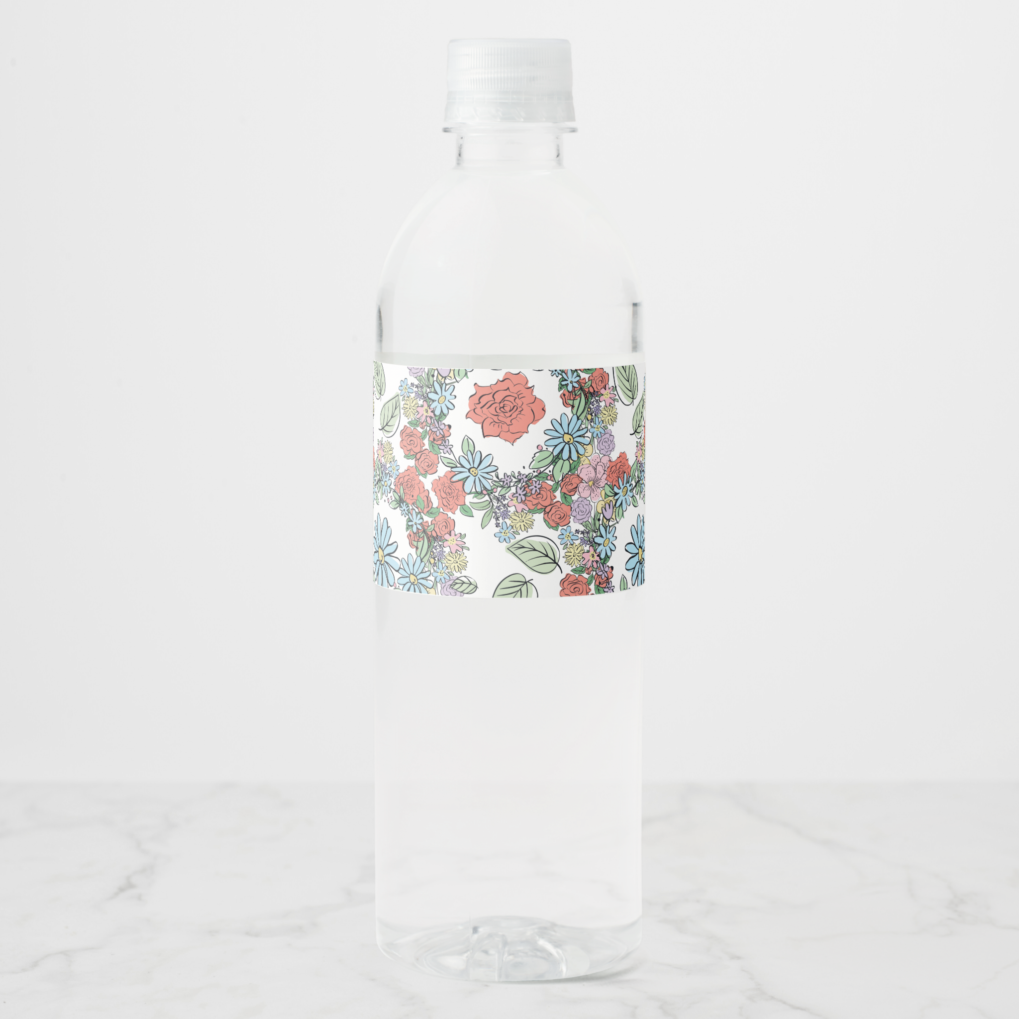 Floral Water Bottle Labels, Set of 4