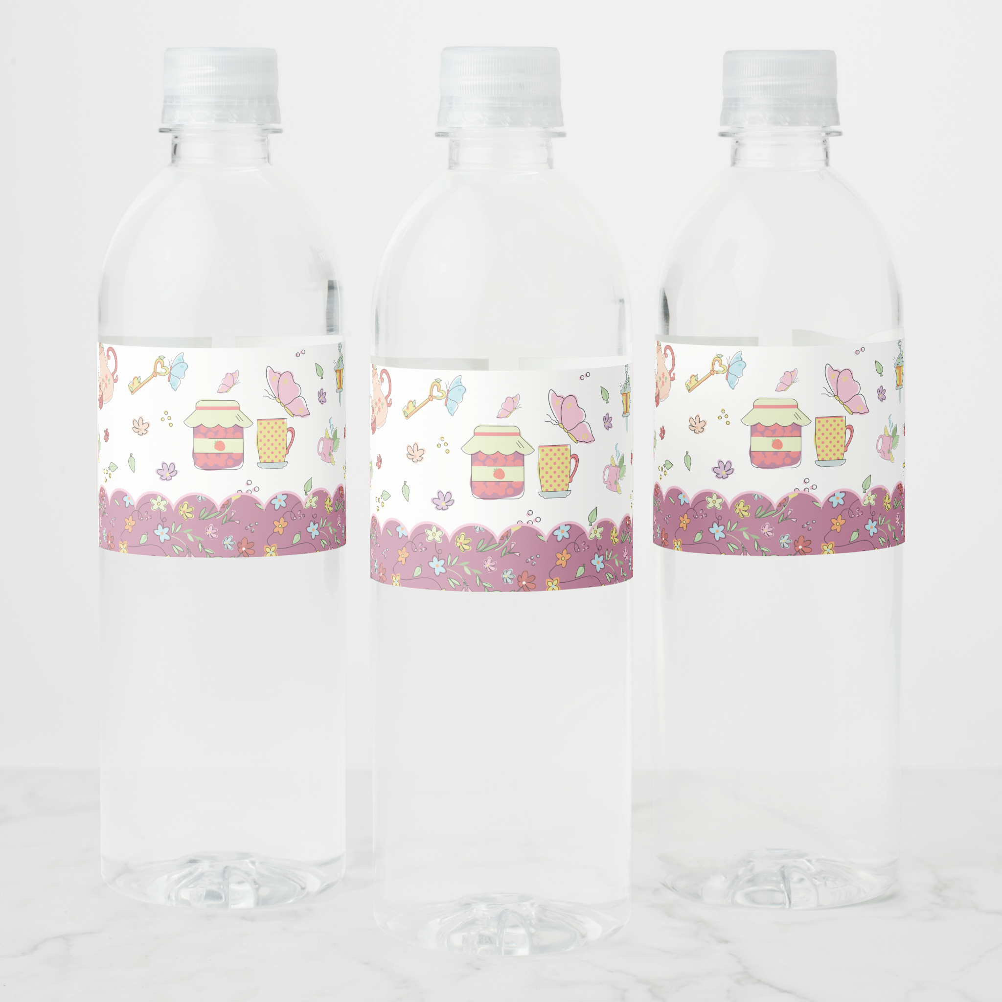 Garden Tea Water Bottle Labels, Set of 4