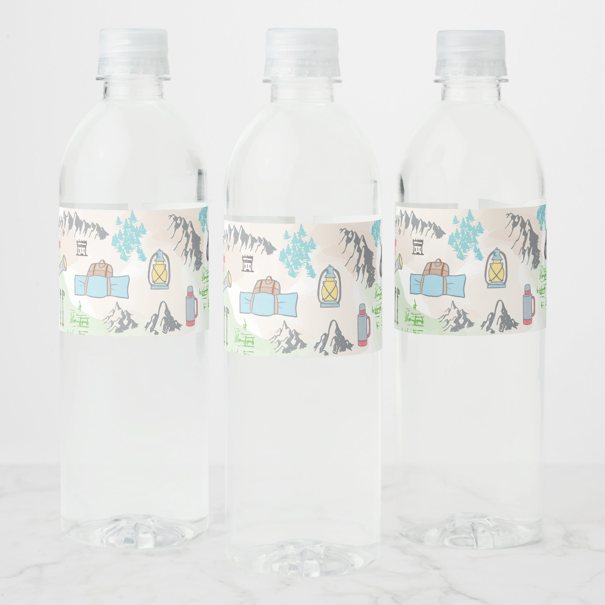 Hiking Water Bottle Labels, Set of 4