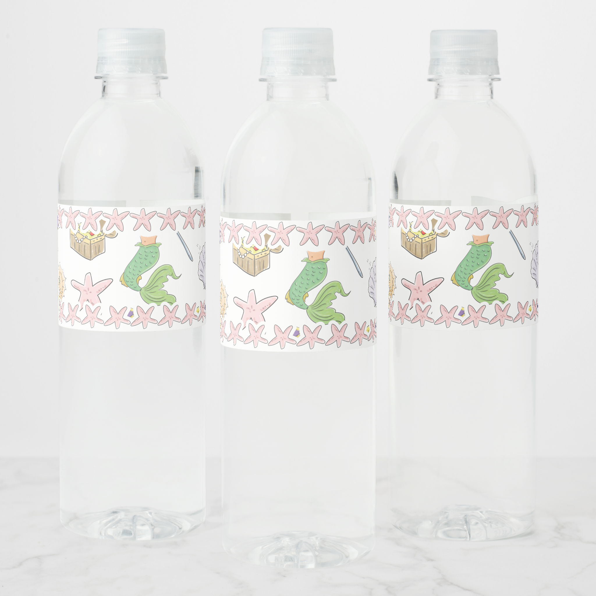 Mermaid Water Bottle Labels, Set of 4