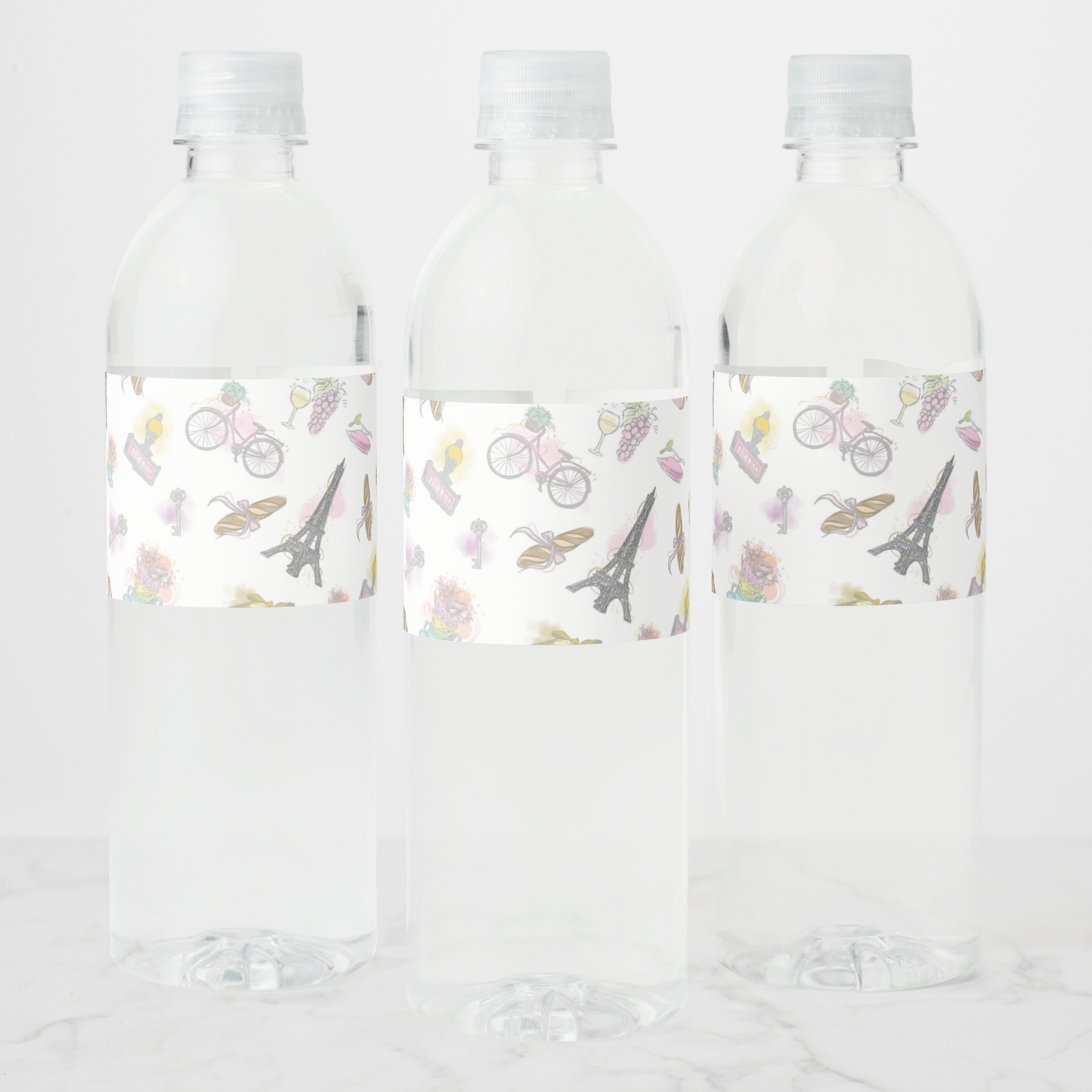 Paris Water Bottle Labels, Set of 4