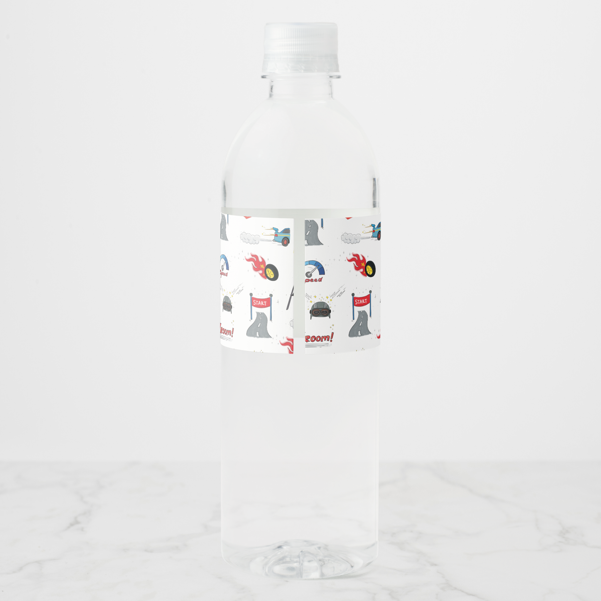 Racing Cars Water Bottle Labels, Set of 4