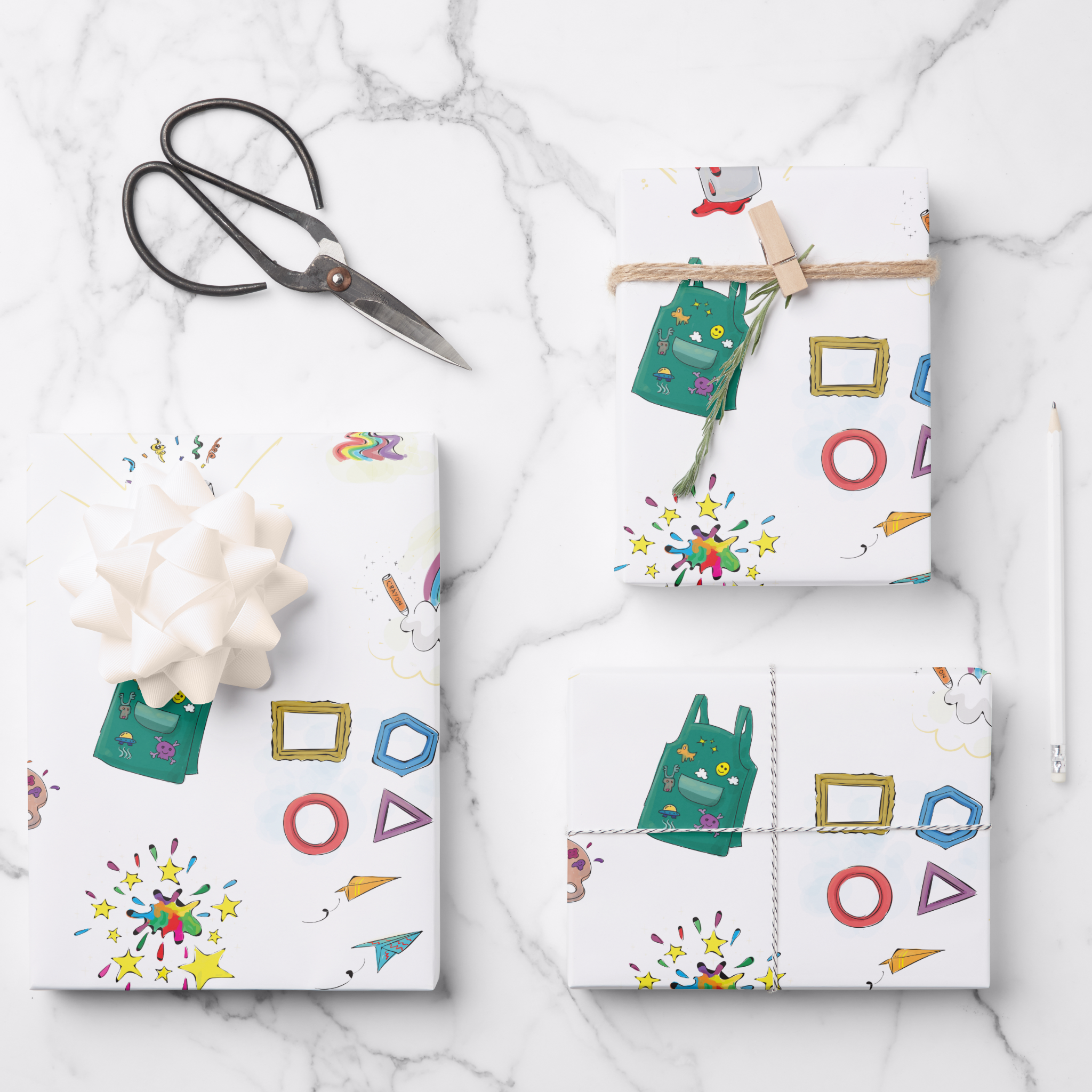 Artists Gift Wrapping Paper Sheets, Set of 3