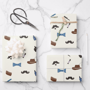 Beard Gift Wrapping Paper Sheets, Set of 3
