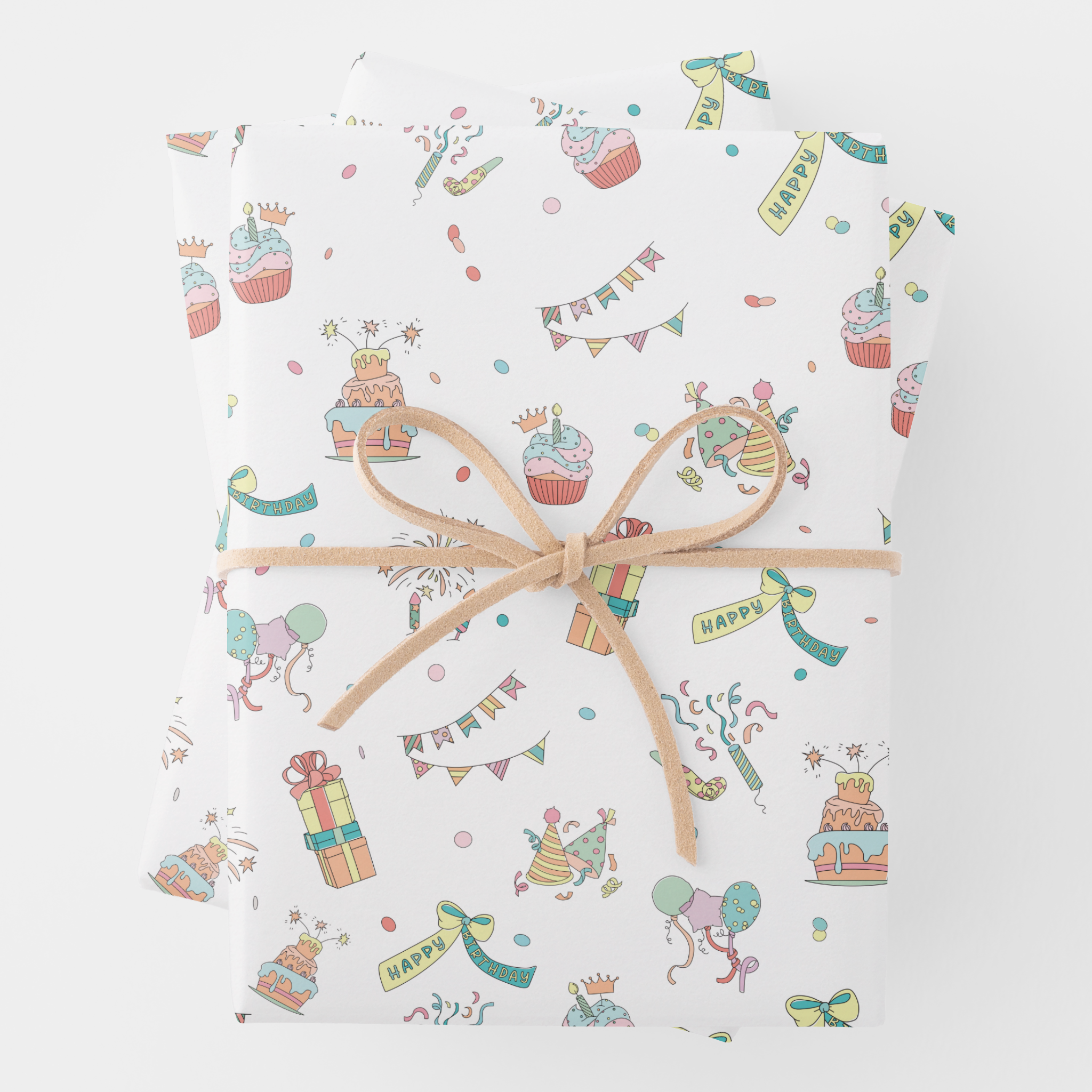 Birthday Gift Wrapping Paper Sheets, Set of 3