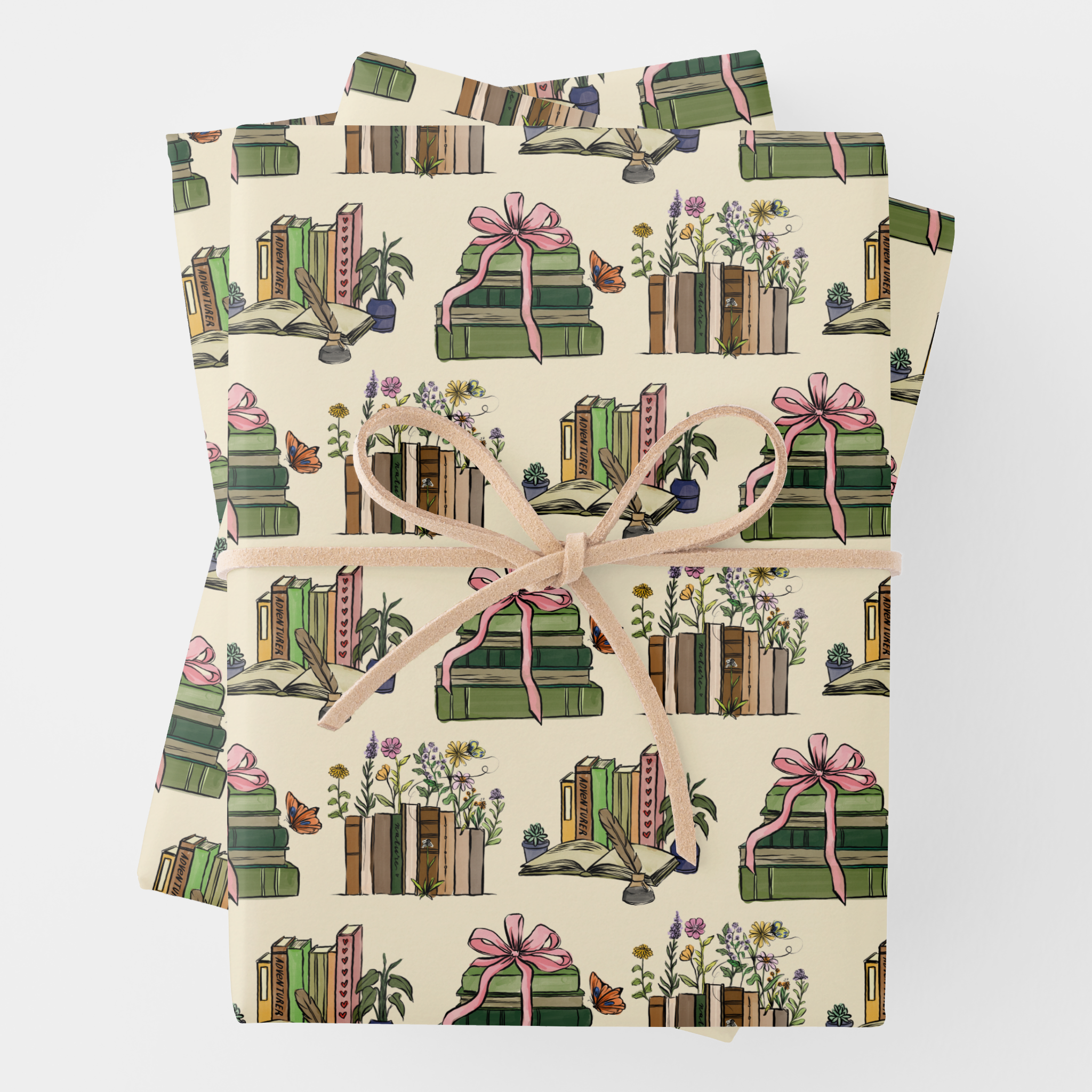 Books Gift Wrapping Paper Sheets, Set of 3