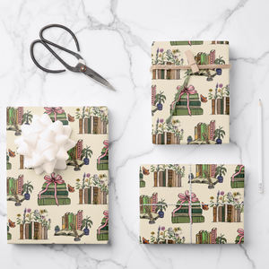 Books Gift Wrapping Paper Sheets, Set of 3