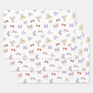 Bows Gift Wrapping Paper Sheets, Set of 3